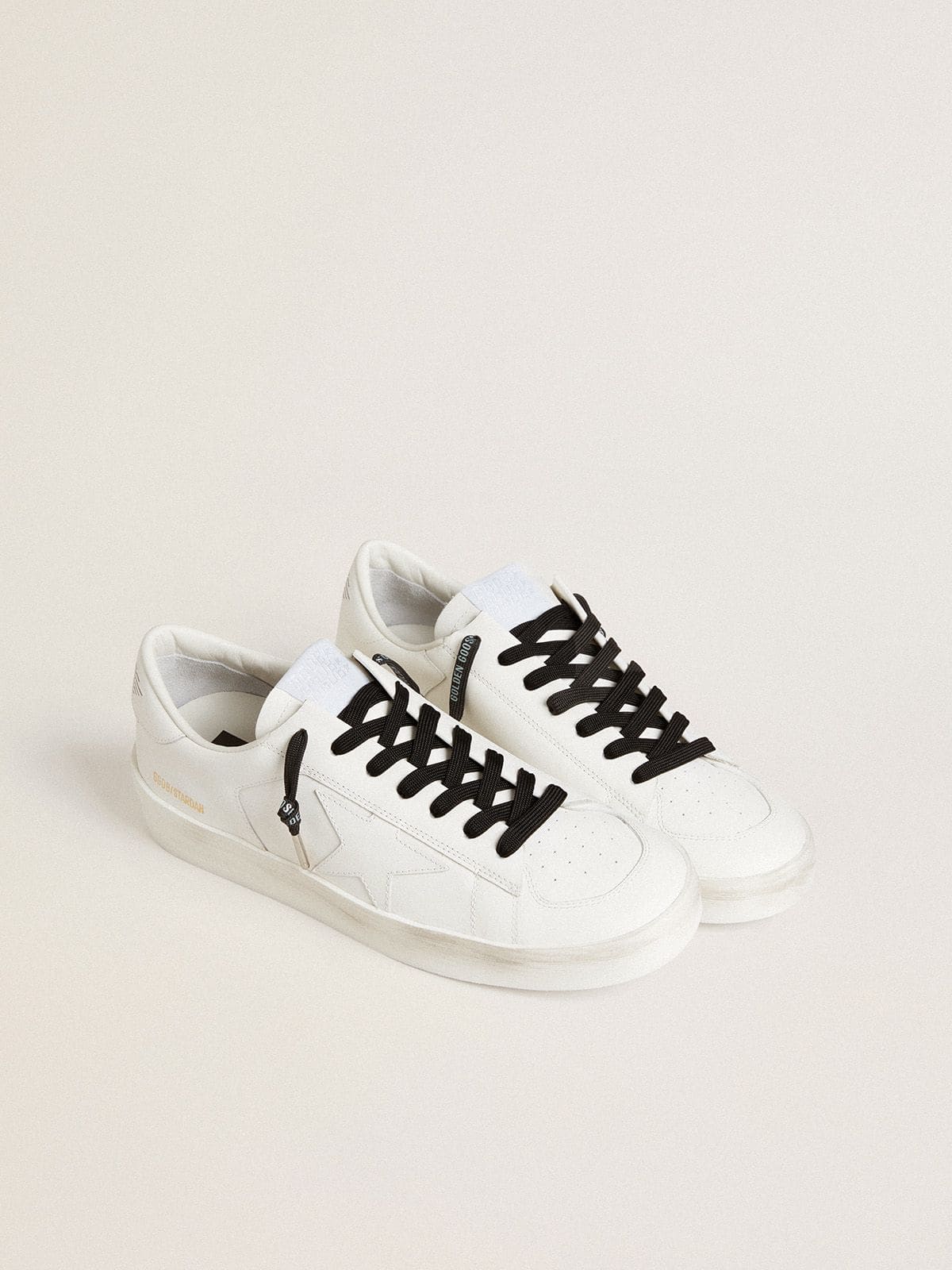 Black cotton laces with contrasting silver logo - Golden Goose Women|Men