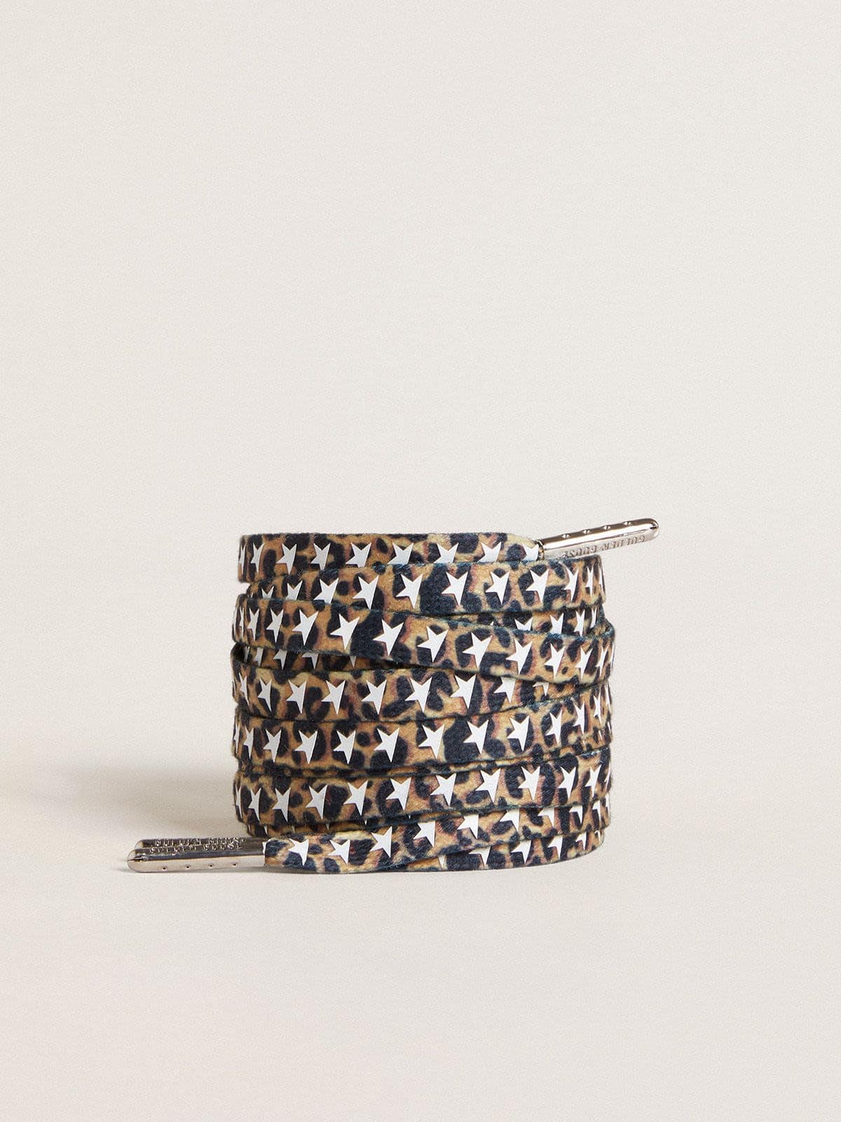 Brown leopard-print laces with contrasting white stars - Golden Goose Women|Men