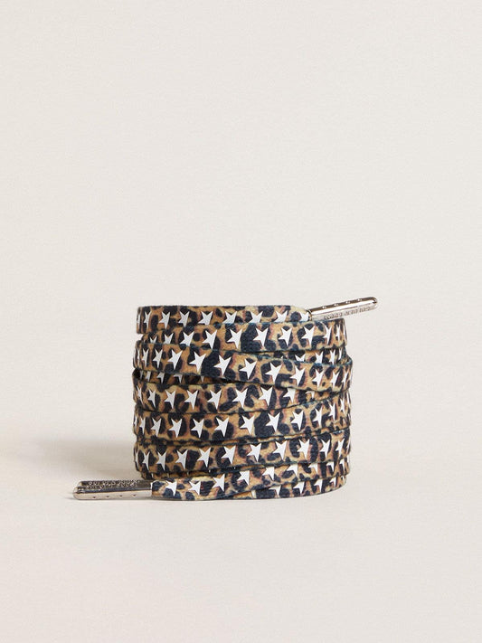 Brown leopard-print laces with contrasting white stars - Golden Goose Women|Men