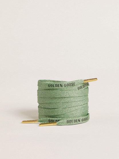Aqua-green Lurex laces with contrasting black logo - Golden Goose Women|Men