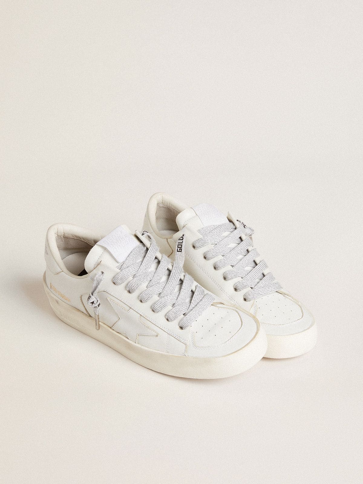 Gray cotton laces with contrasting black logo - Golden Goose Women|Men