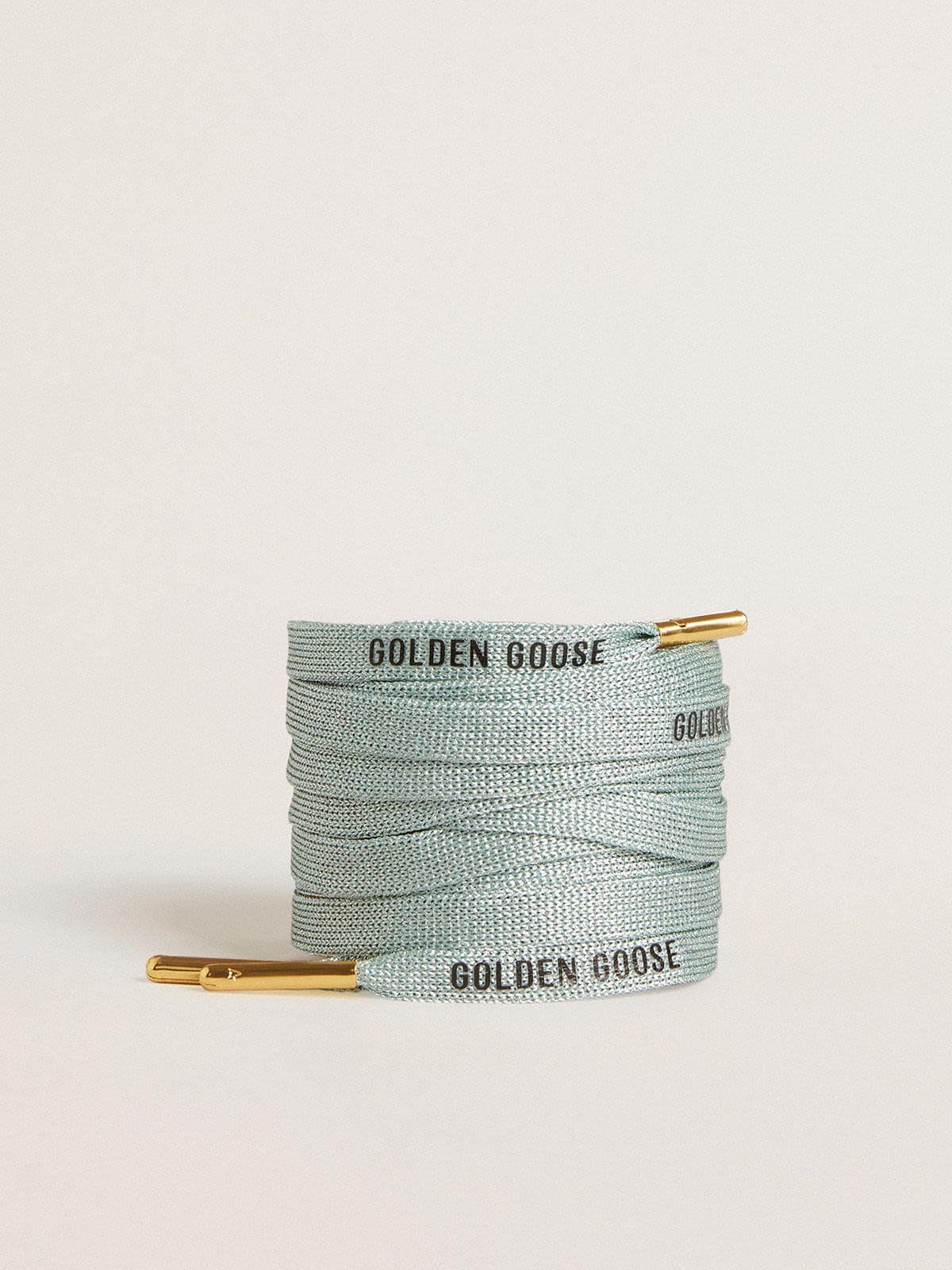 Gray Lurex laces with contrasting black logo - Golden Goose Women|Men
