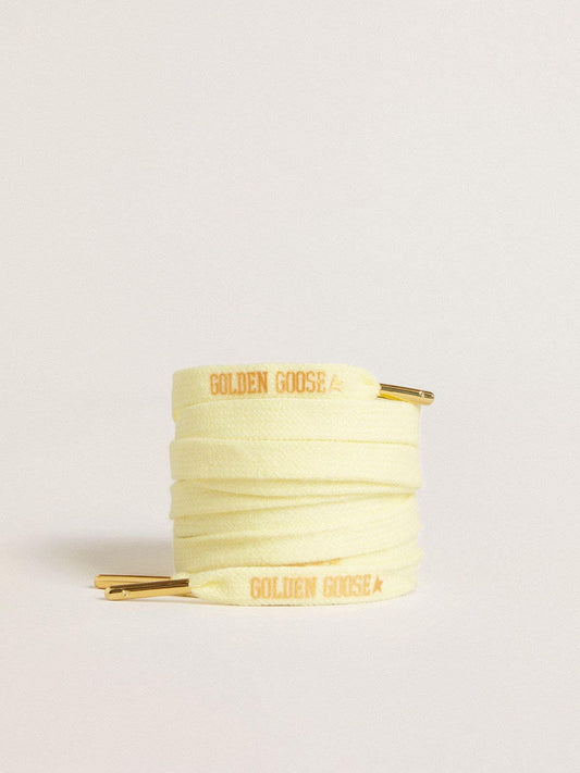 Yellow cotton laces with contrasting gold-colored logo - Golden Goose Women|Men
