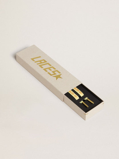 Yellow cotton laces with contrasting gold-colored logo - Golden Goose Women|Men