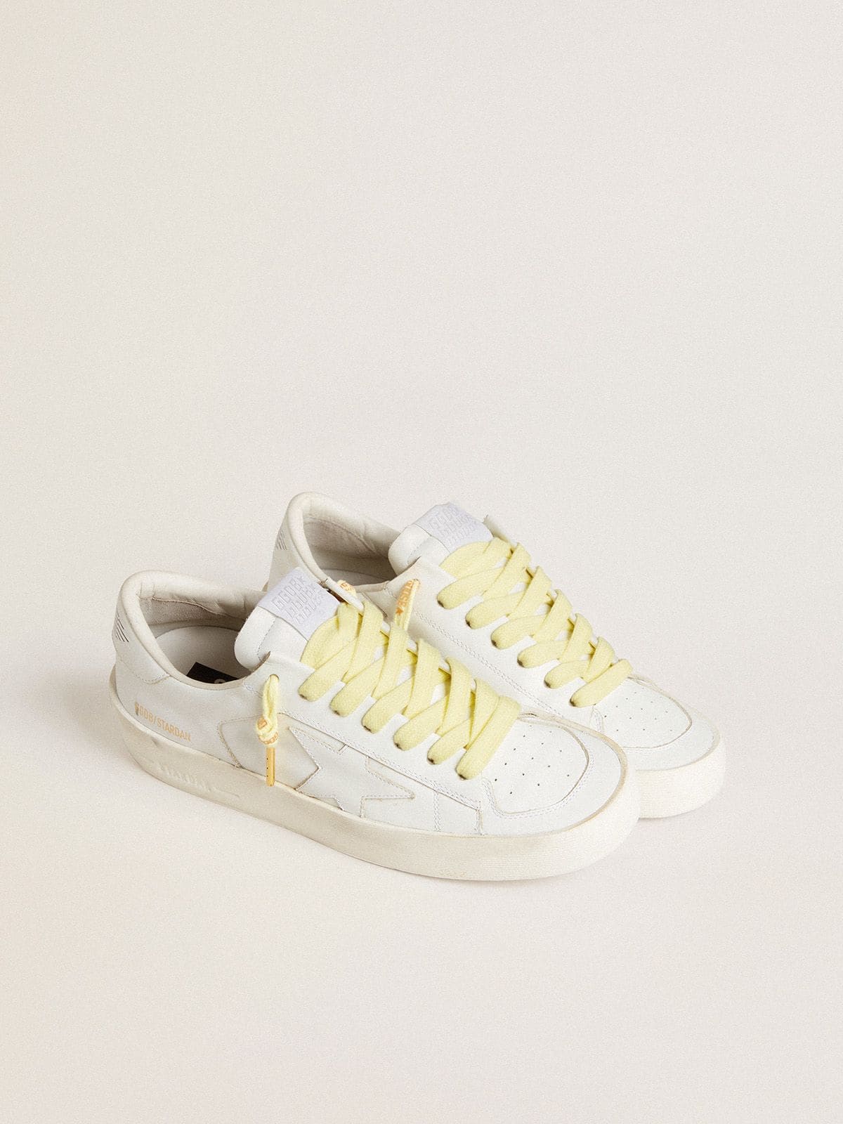 Yellow cotton laces with contrasting gold-colored logo - Golden Goose Women|Men