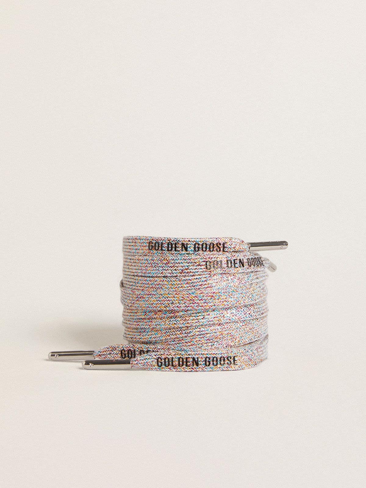 Multicolor Lurex laces with contrasting black logo - Golden Goose Women|Men