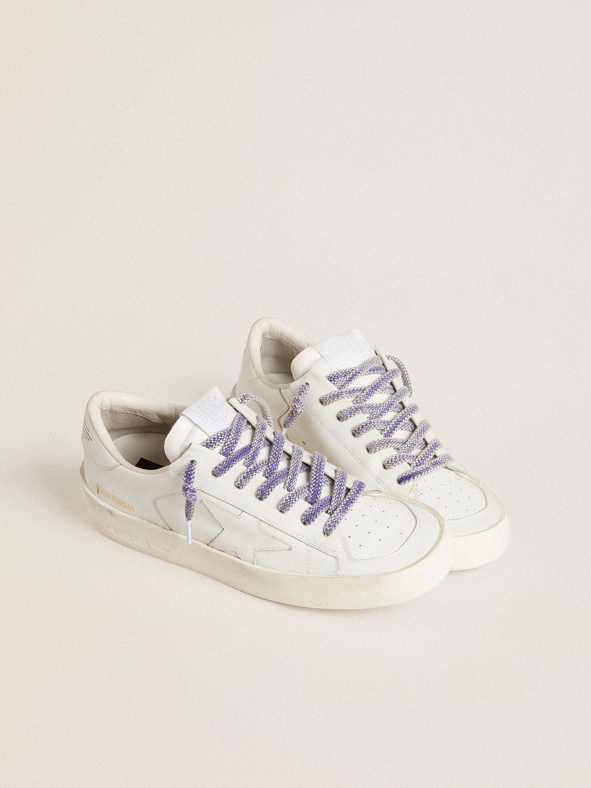Worn-purple cotton laces with logoed aglet - Golden Goose Women|Men
