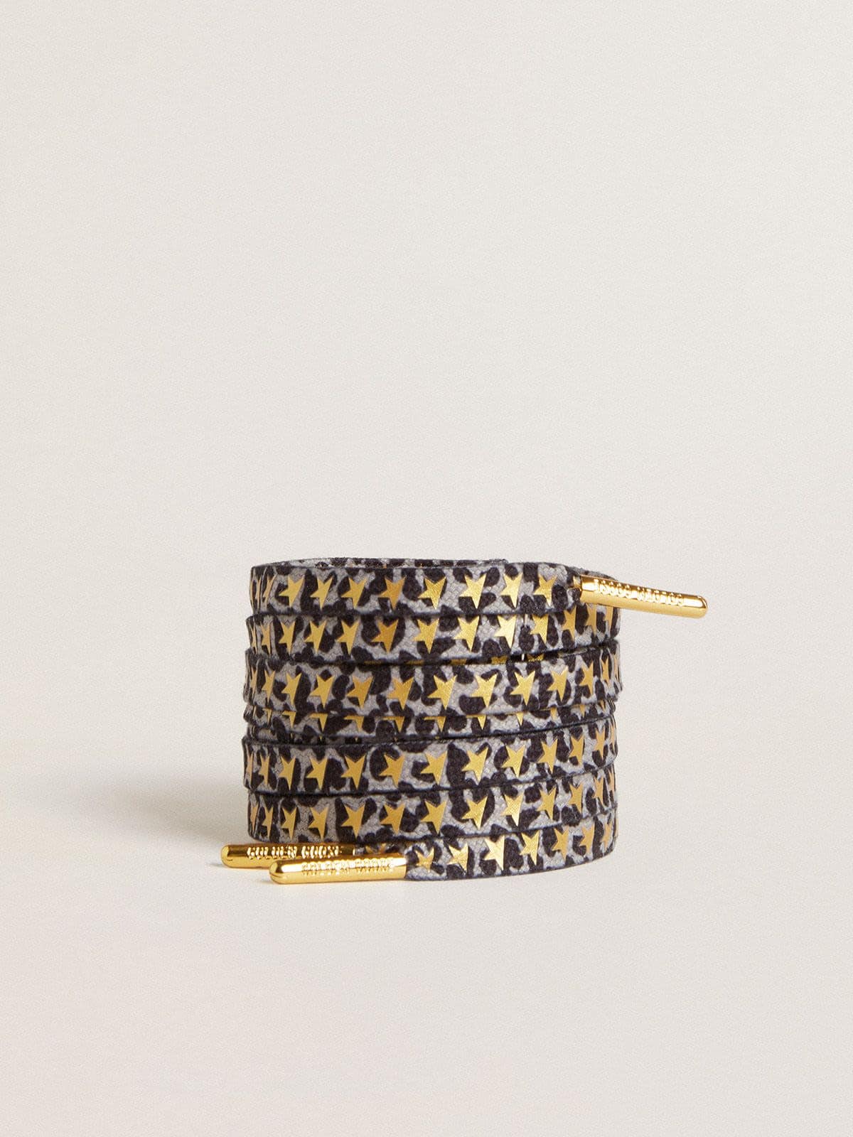 Laces with gray and black animal print with contrasting gold stars - Golden Goose Women|Men