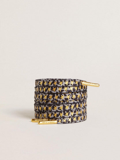 Laces with gray and black animal print with contrasting gold stars - Golden Goose Women|Men