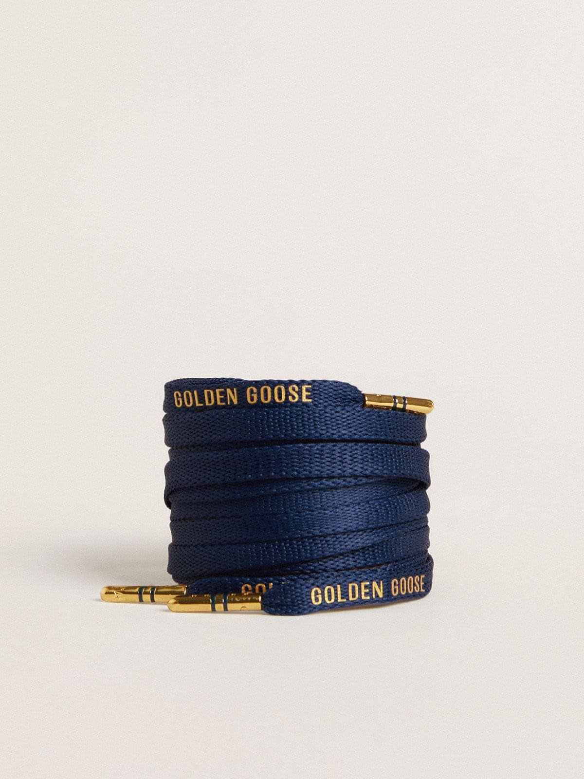 Blue cotton laces with contrasting gold-colored logo - Golden Goose Women|Men