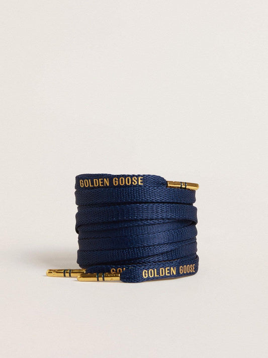 Blue cotton laces with contrasting gold-colored logo - Golden Goose Women|Men