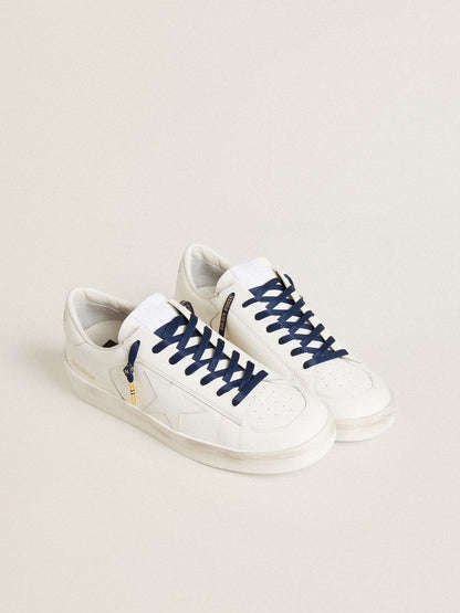 Blue cotton laces with contrasting gold-colored logo - Golden Goose Women|Men