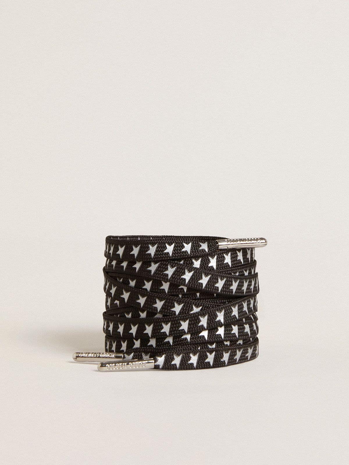 Black cotton laces with contrasting silver stars - Golden Goose Women|Men