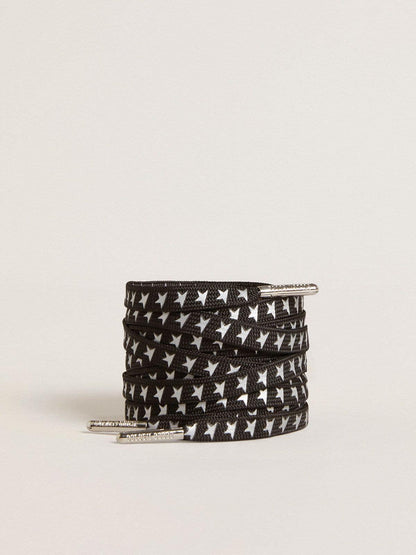 Black cotton laces with contrasting silver stars - Golden Goose Women|Men