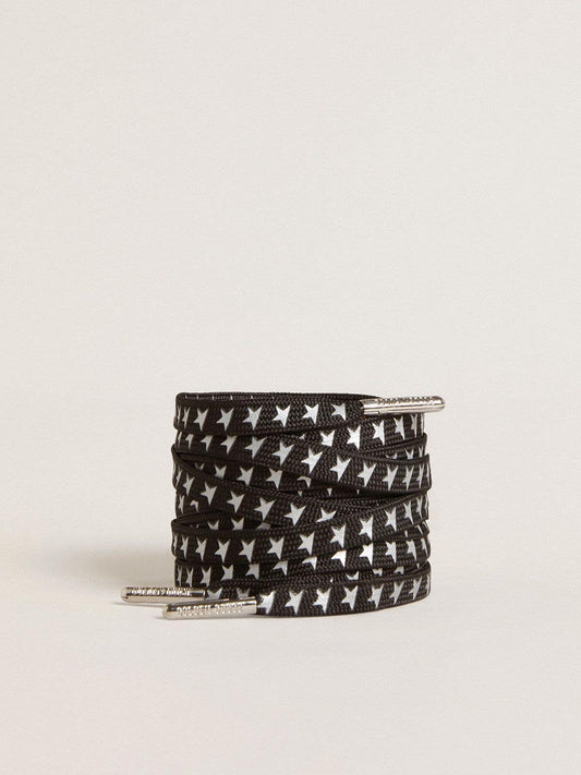 Black cotton laces with contrasting silver stars - Golden Goose Women|Men