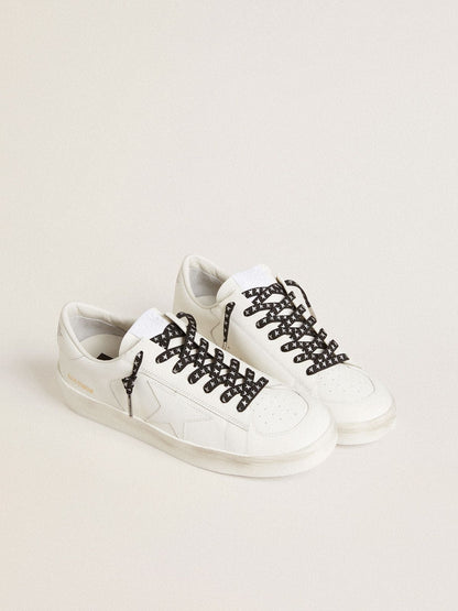 Black cotton laces with contrasting silver stars - Golden Goose Women|Men