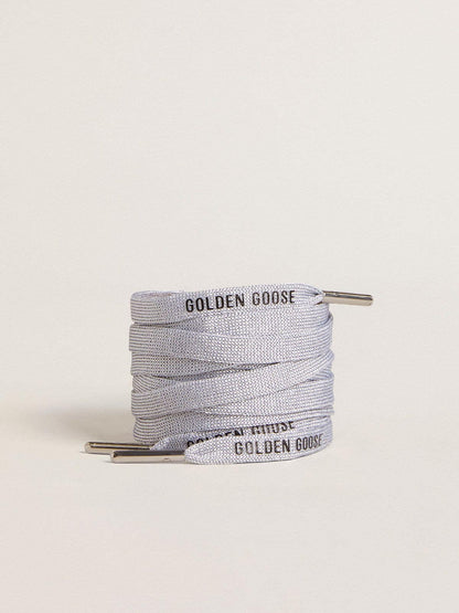 Silver-colored Lurex laces with contrasting black logo - Golden Goose Women|Men