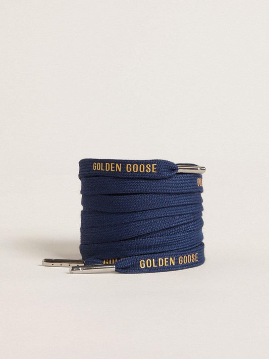 Navy blue cotton laces with contrasting gold logo - Golden Goose Women|Men
