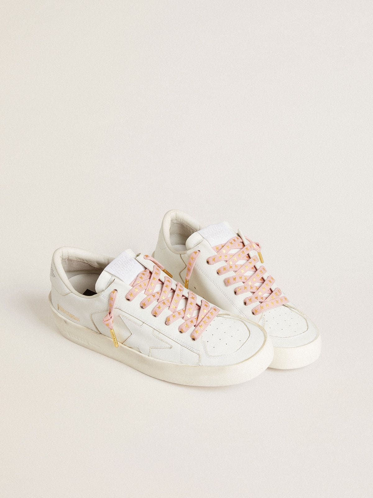 Pink cotton laces with contrasting gold stars - Golden Goose Women|Men