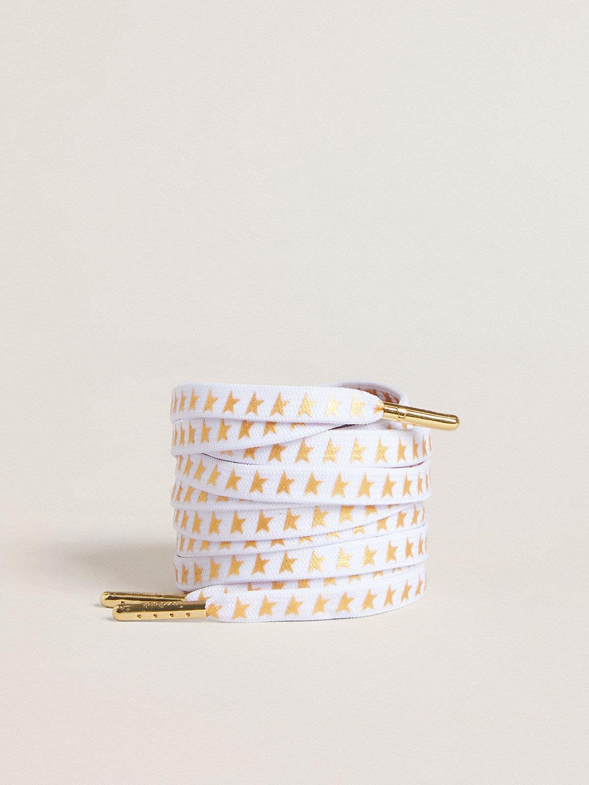 White cotton laces with contrasting gold stars - Golden Goose Women|Men