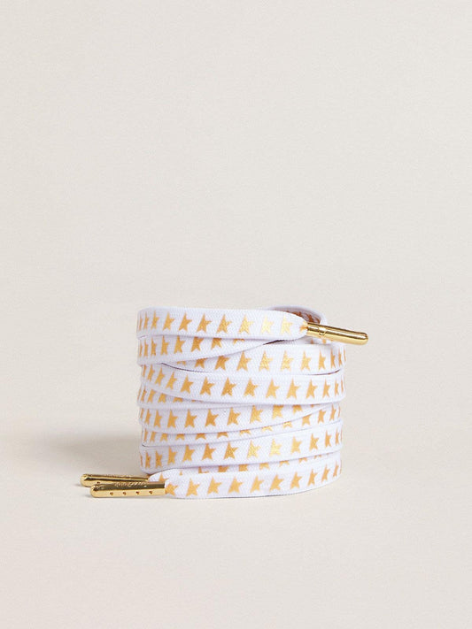 White cotton laces with contrasting gold stars - Golden Goose Women|Men
