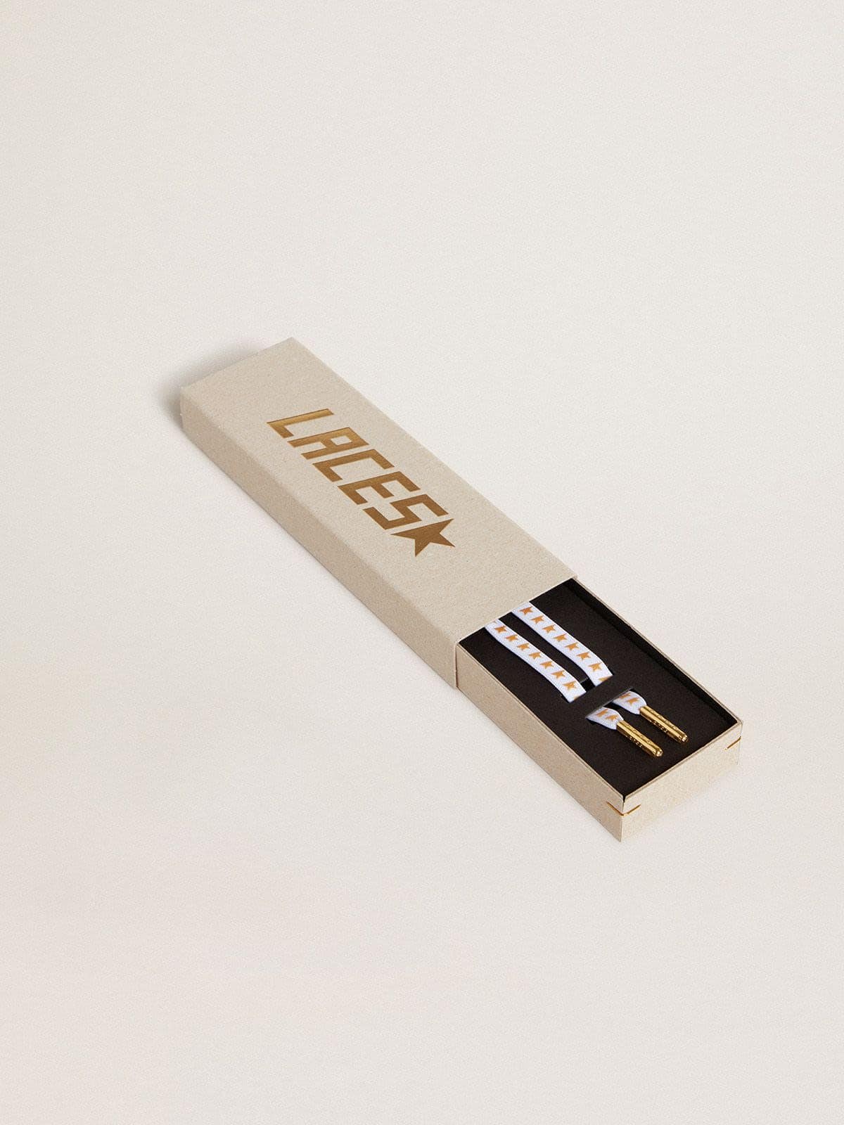 White cotton laces with contrasting gold stars - Golden Goose Women|Men