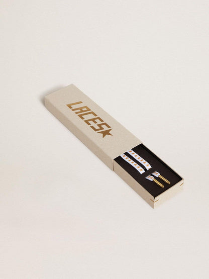 White cotton laces with contrasting gold stars - Golden Goose Women|Men