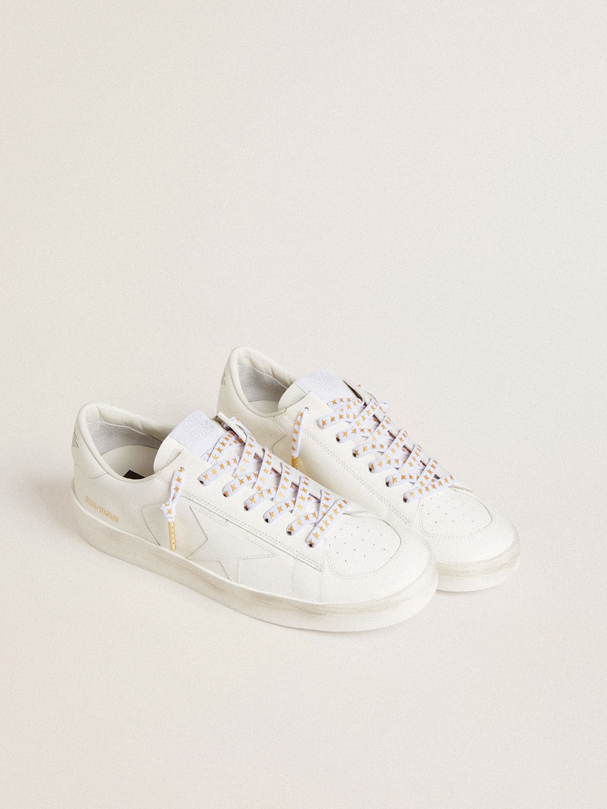 White cotton laces with contrasting gold stars - Golden Goose Women|Men
