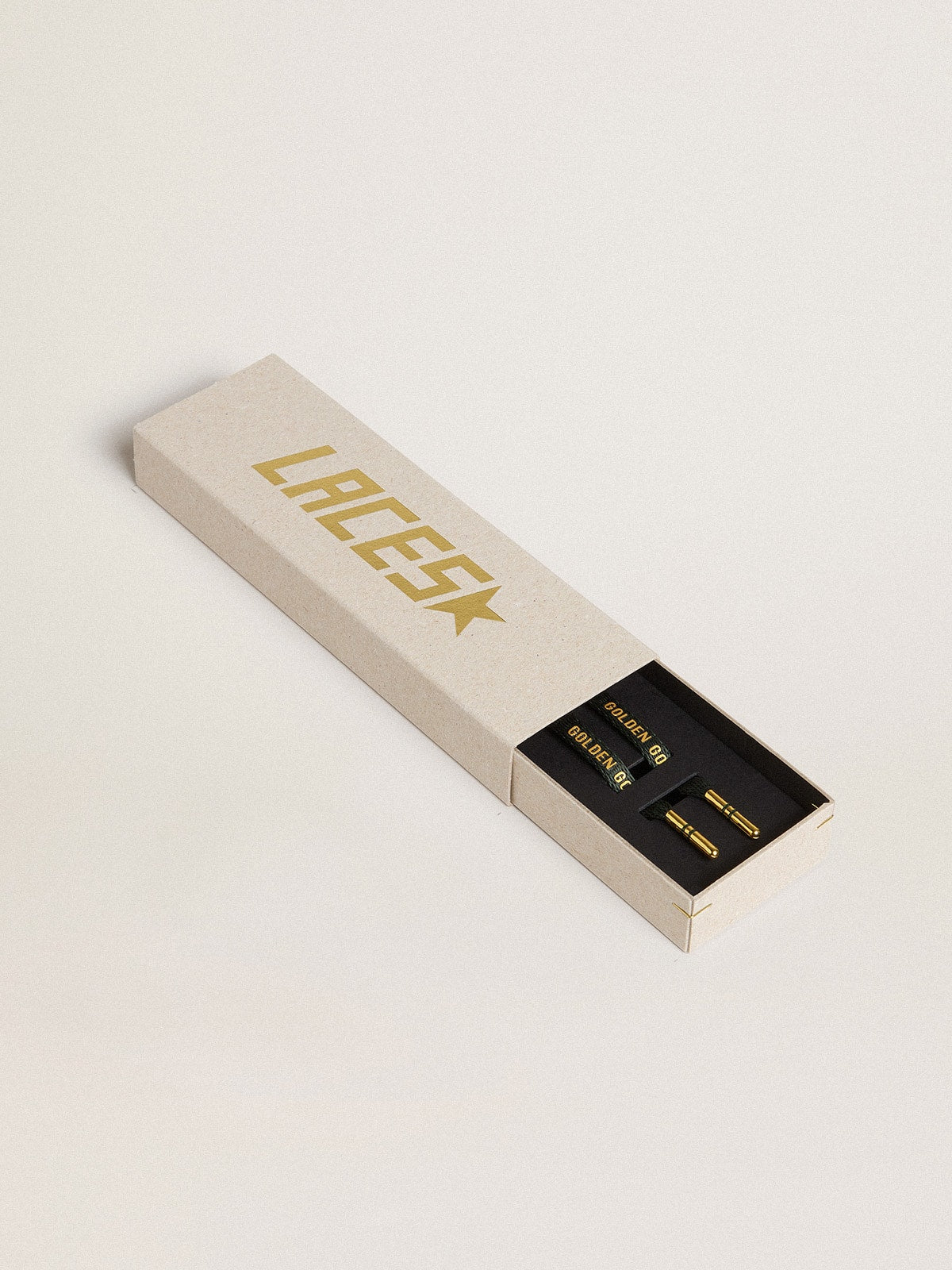 Dark green cotton laces with contrasting gold-colored logo - Golden Goose Women|Men