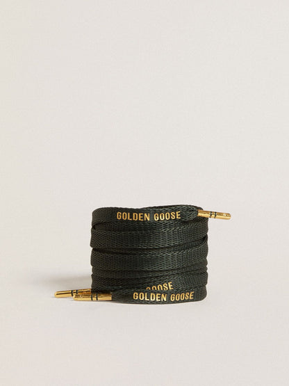 Dark green cotton laces with contrasting gold-colored logo - Golden Goose Women|Men