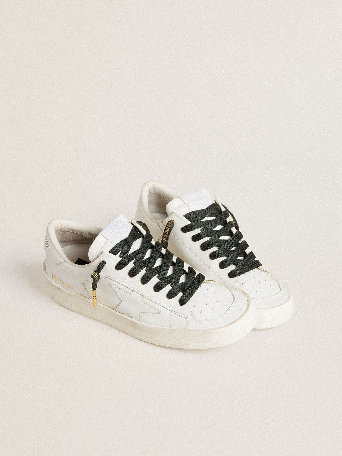 Dark green cotton laces with contrasting gold-colored logo - Golden Goose Women|Men