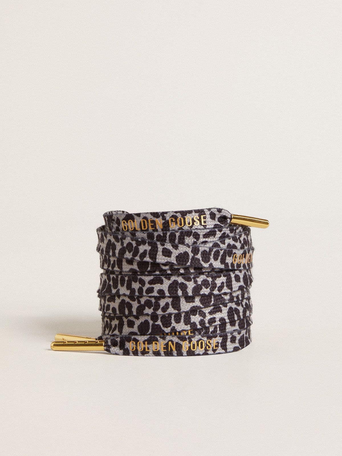 Gray and black animal-print laces with contrasting gold logo - Golden Goose Women|Men