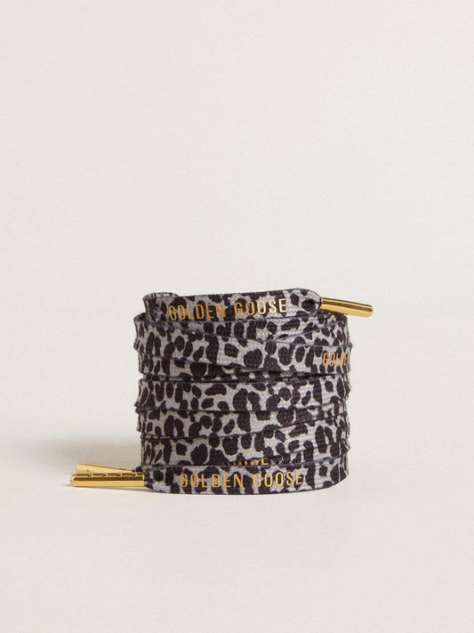 Gray and black animal-print laces with contrasting gold logo - Golden Goose Women|Men