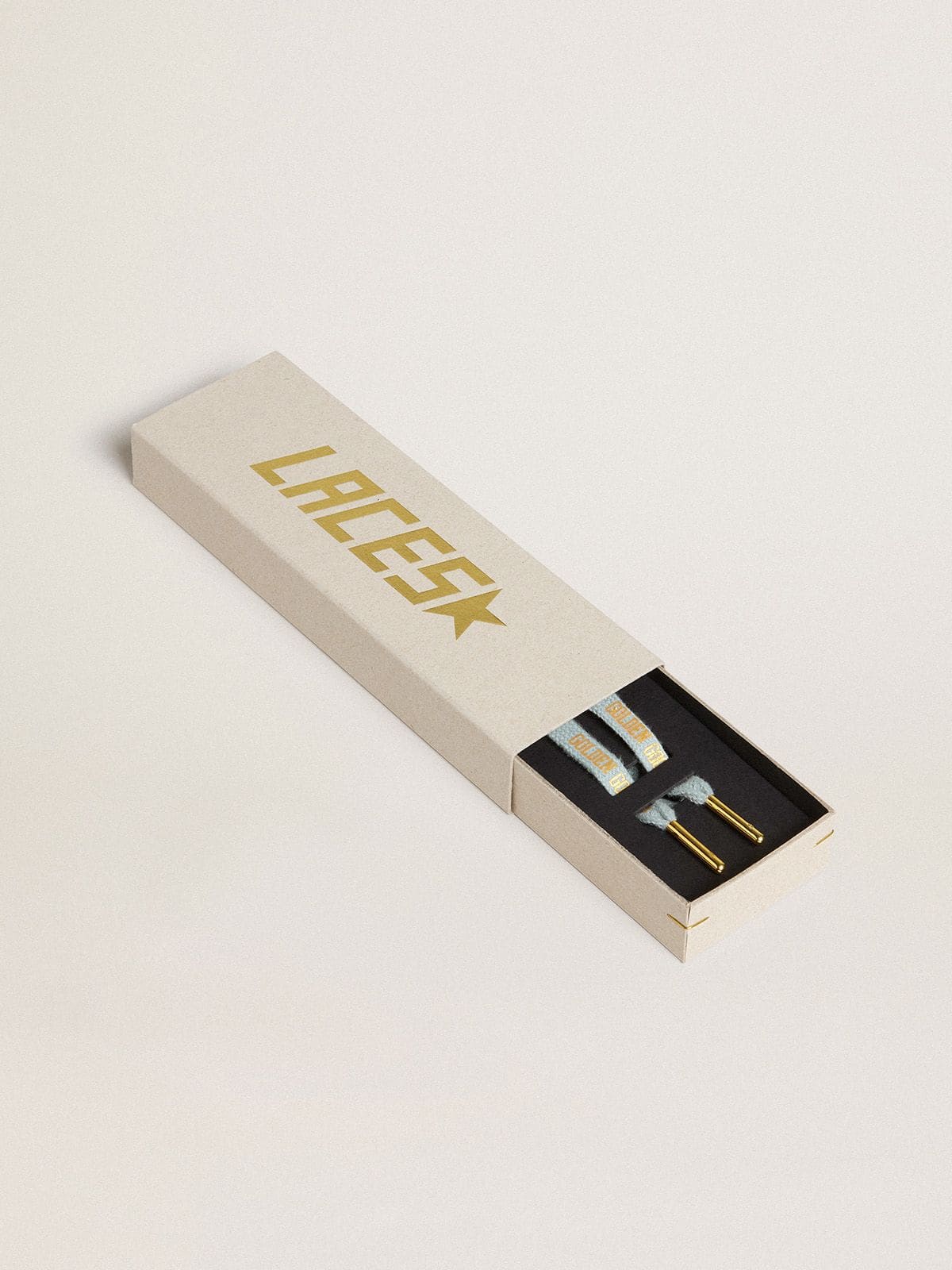 Light-blue cotton laces with contrasting gold-colored logo - Golden Goose Women|Men