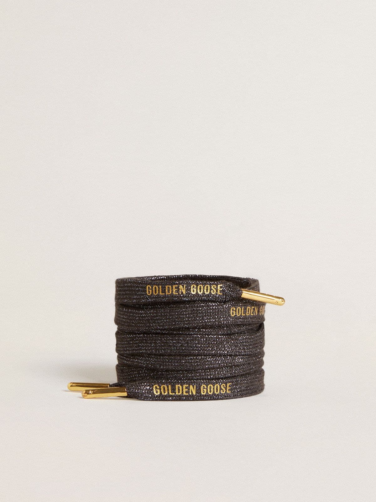 Dark gray lurex laces with contrasting gold logo - Golden Goose Women|Men