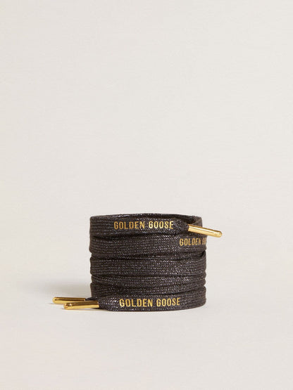 Dark gray lurex laces with contrasting gold logo - Golden Goose Women|Men