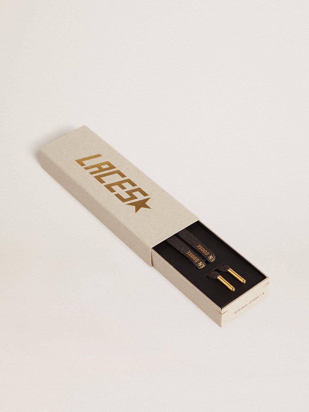 Dark gray lurex laces with contrasting gold logo - Golden Goose Women|Men