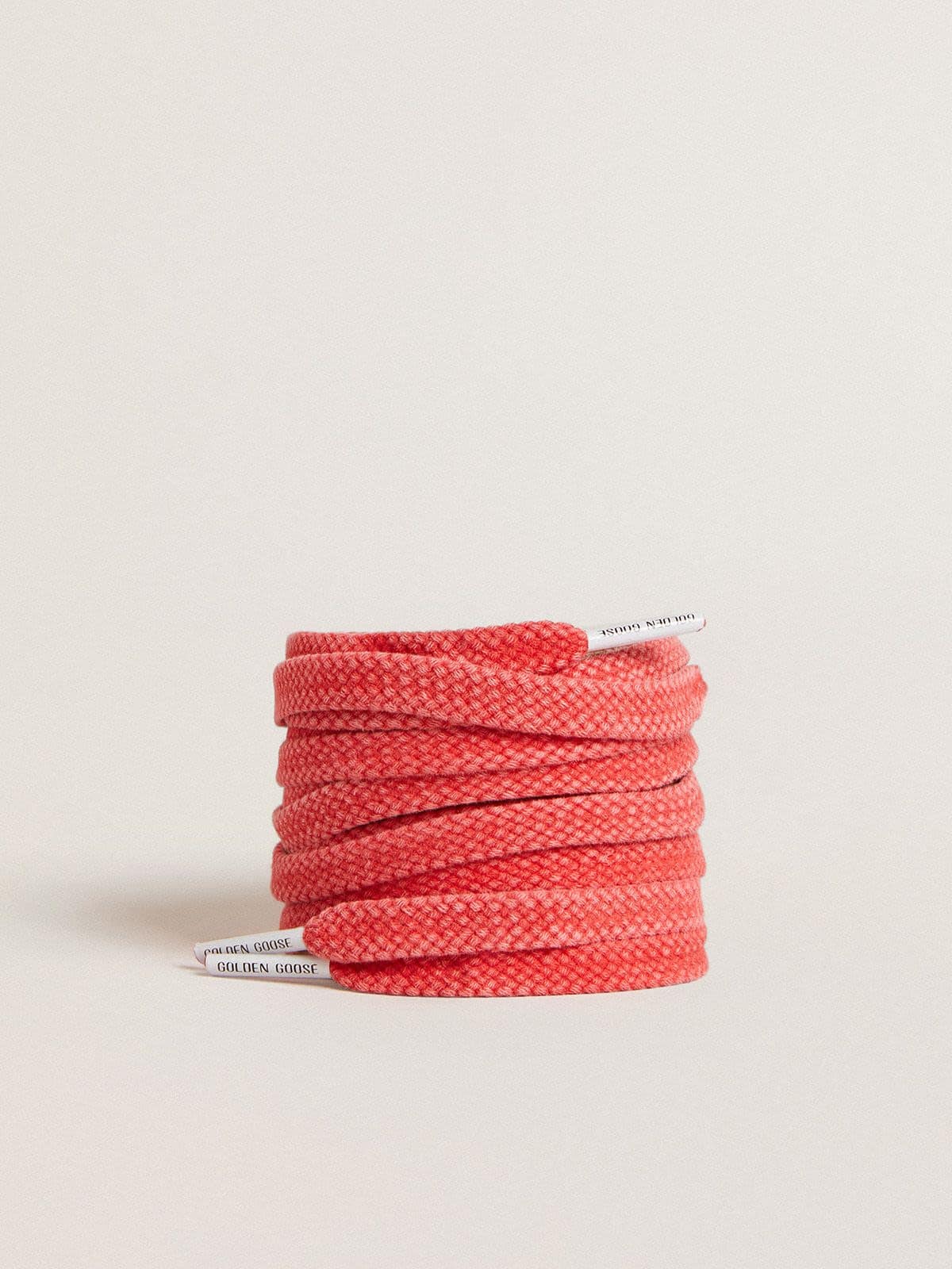 Worn-red cotton laces with logoed aglet - Golden Goose Women|Men