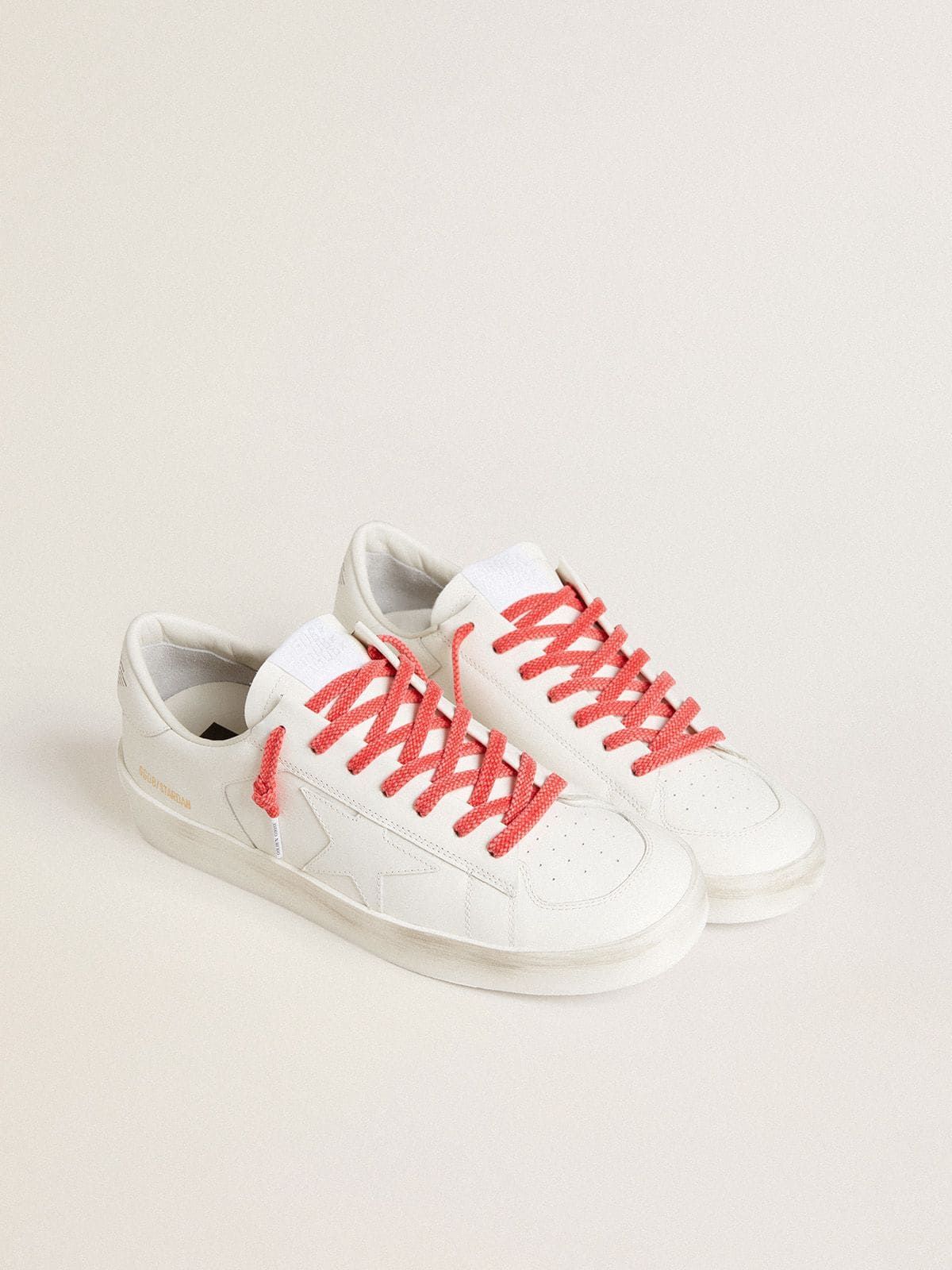 Worn-red cotton laces with logoed aglet - Golden Goose Women|Men