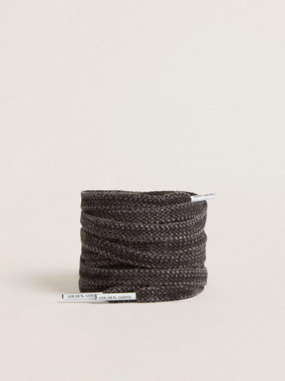 Worn-black cotton laces with logoed aglet - Golden Goose Women|Men