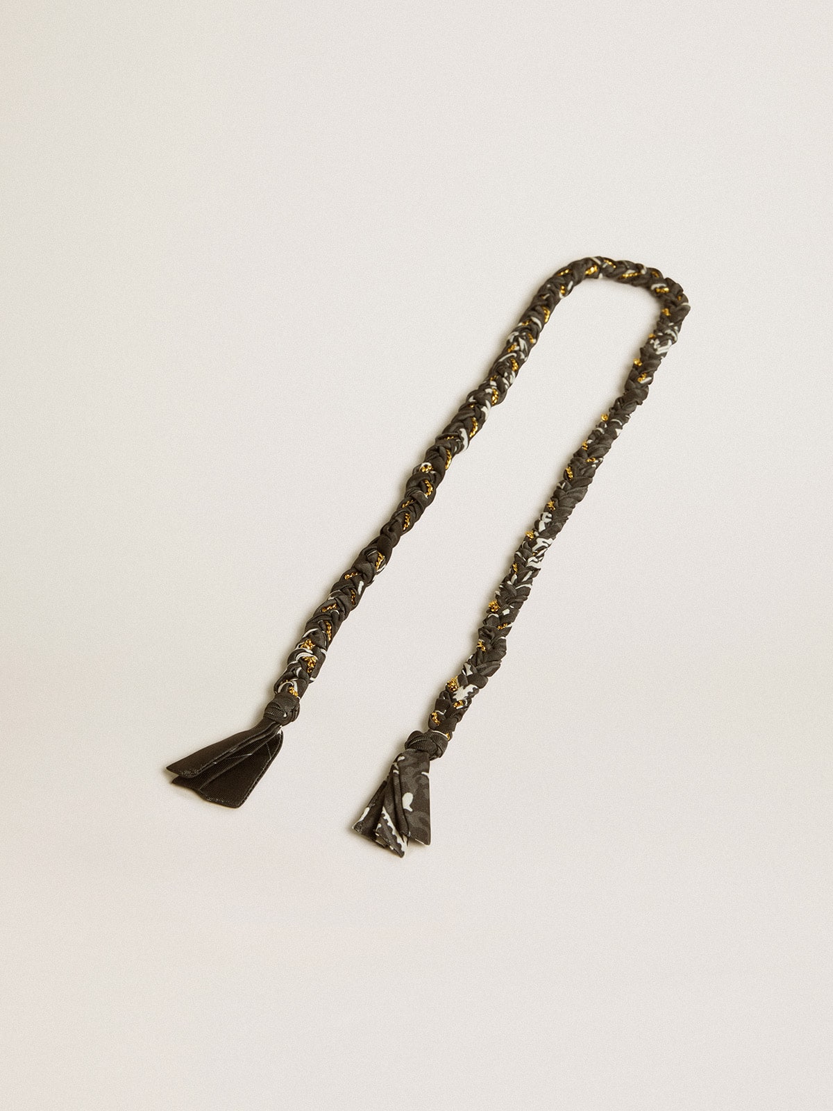 Black braided fabric charm with brass chain - Golden Goose Women