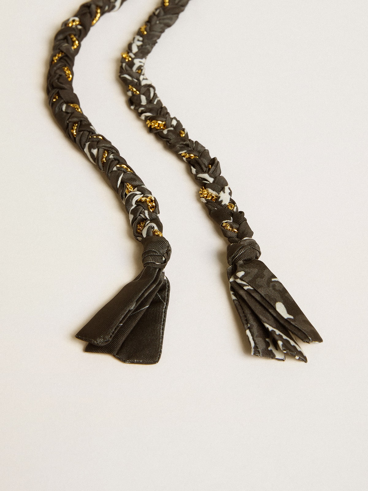Black braided fabric charm with brass chain - Golden Goose Women