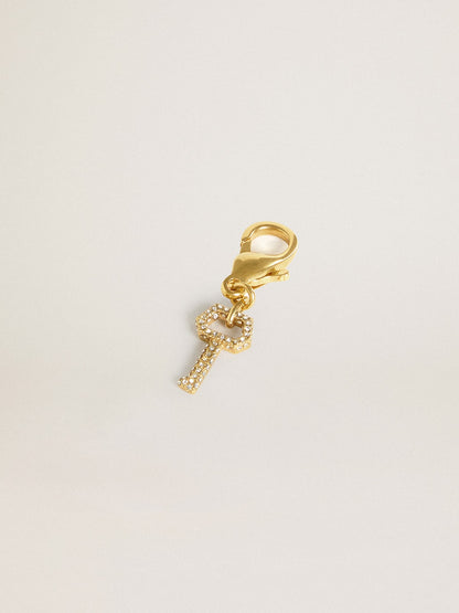Key-shaped charm in gold-colored brass with crystals - Golden Goose Women