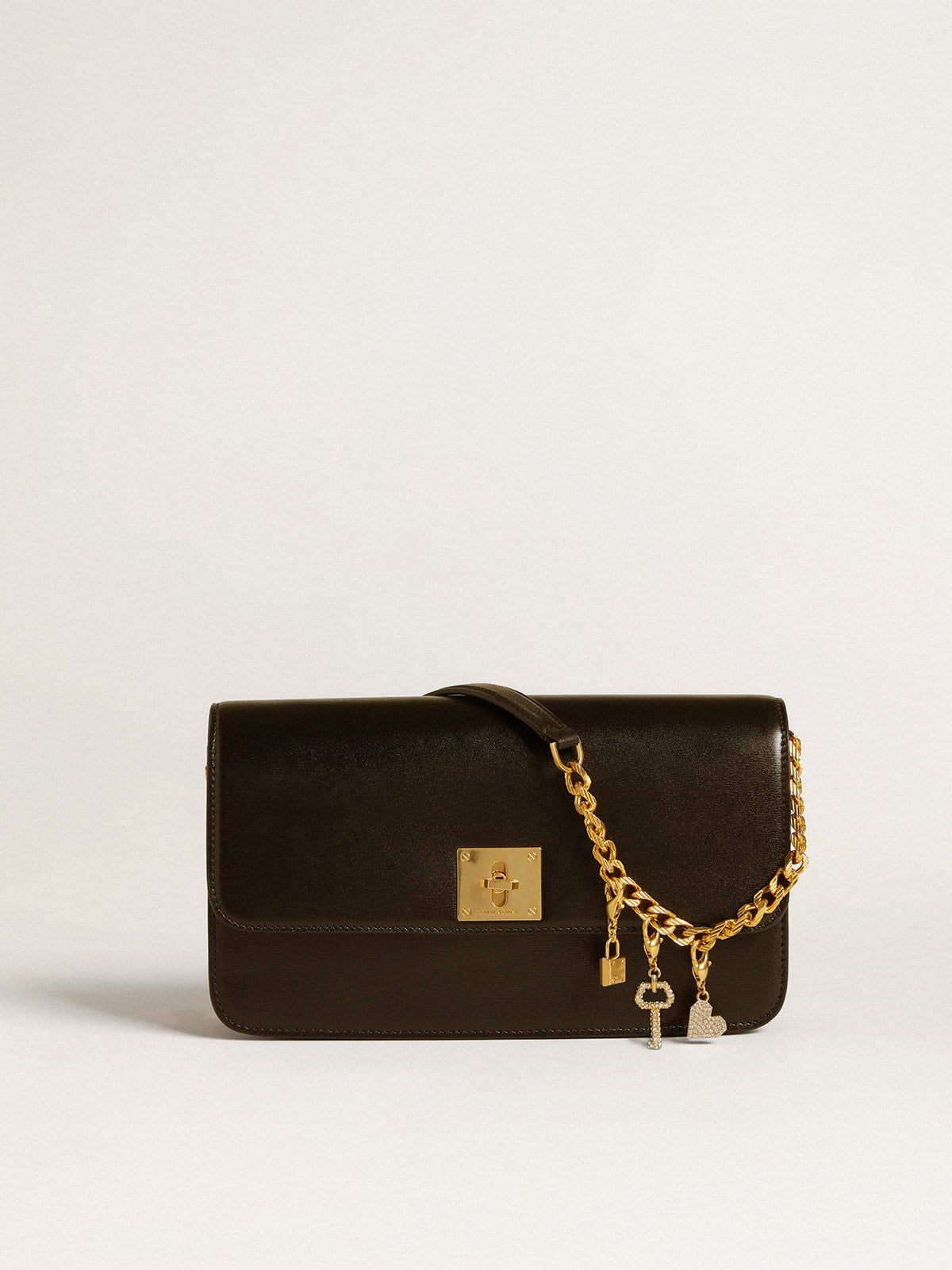 Key-shaped charm in gold-colored brass with crystals - Golden Goose Women