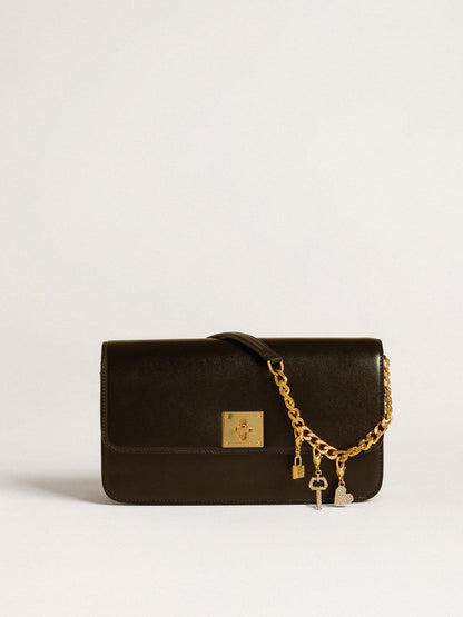 Key-shaped charm in gold-colored brass with crystals - Golden Goose Women