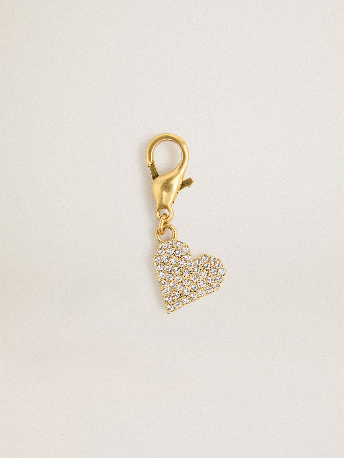 Heart-shaped charm in gold-colored brass with crystals - Golden Goose Women