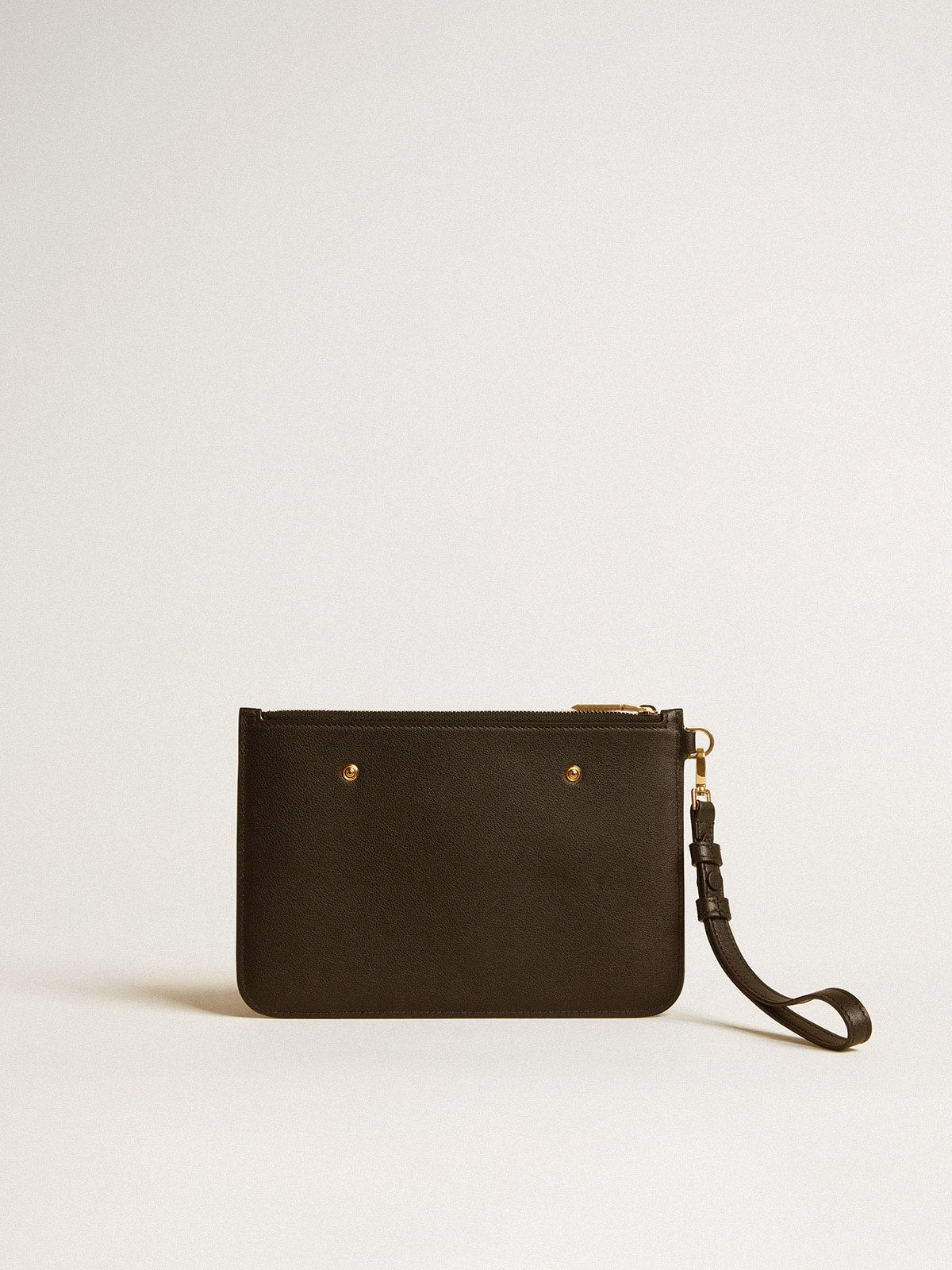 Pouch in black leather with raised logo - Golden Goose Women