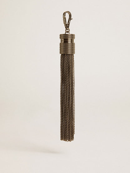 Tassel-shaped charm in silver-colored brass with crystals - Golden Goose Women