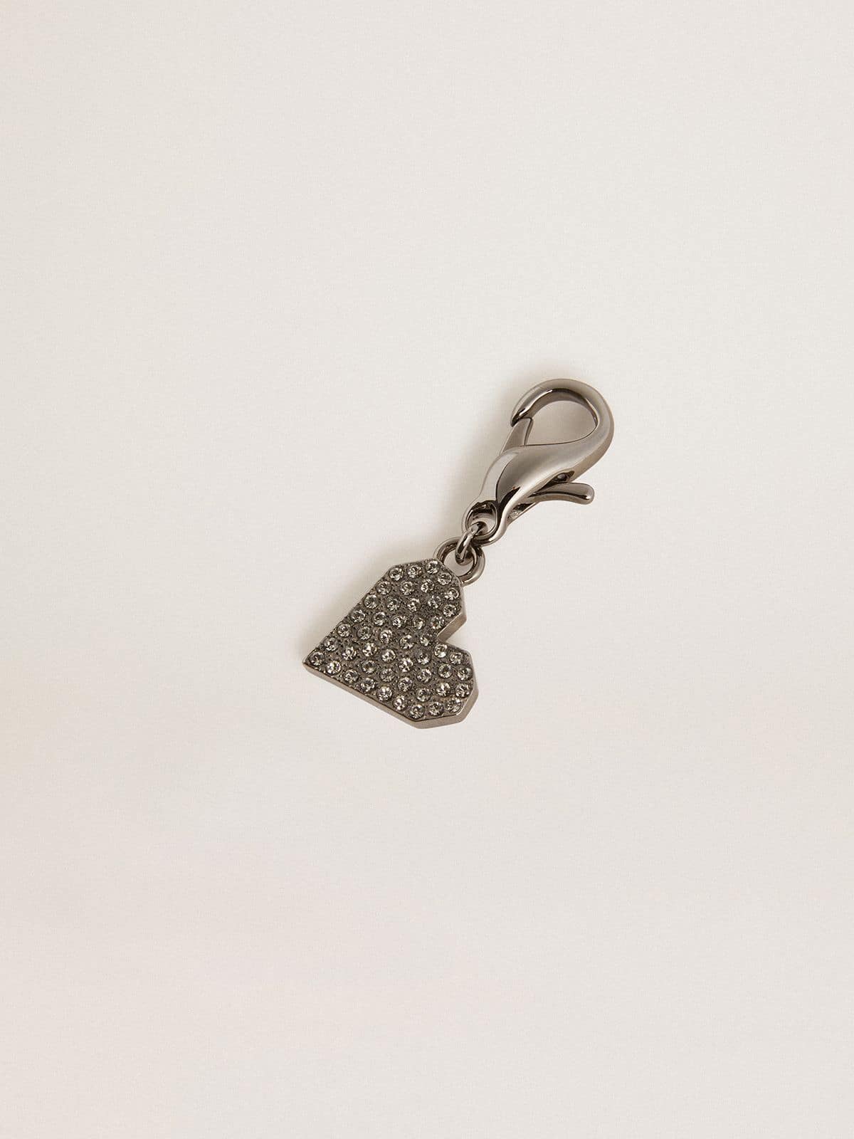 Heart-shaped charm in silver-colored brass with crystals - Golden Goose Women