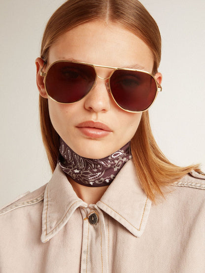 Ribbon in black silk twill with paisley pattern - Golden Goose Women
